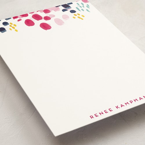 This is a wild strawberry personalized stationery thank you cards with standard by Holly Whitcomb called abstract floral printing on signature in 5x7