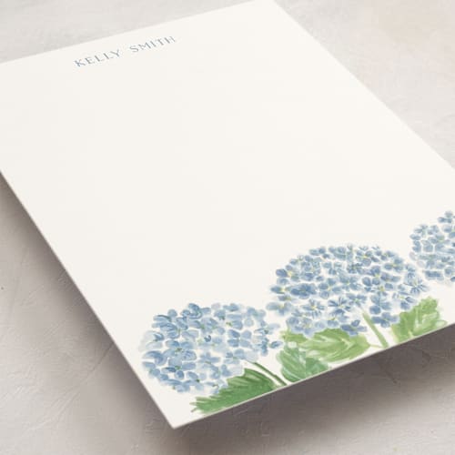 This is a sky personalized stationery thank you cards with standard by Lydia Carns called hydrangea love printing on signature in 5x7