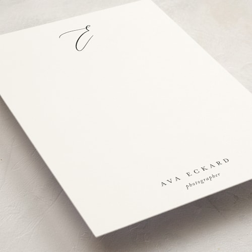 This is a onyx personalized stationery thank you cards with standard by Jennifer Postorino called initial printing on signature in 5x7