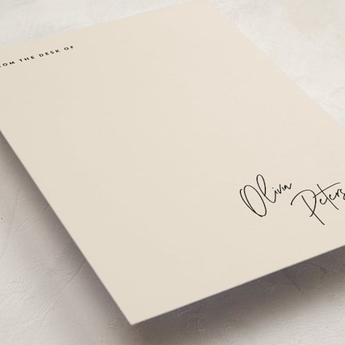 This is a champagne personalized stationery thank you cards with standard by JoAnn Jinks called signed printing on signature in 5x7