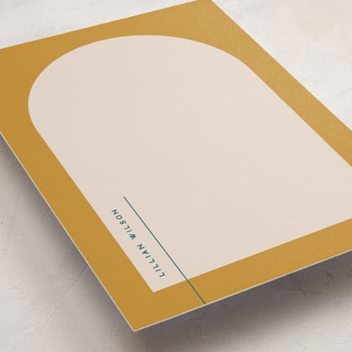 This is a marigold personalized stationery thank you cards with standard by Owl and Toad called modern arch printing on signature in 5x7