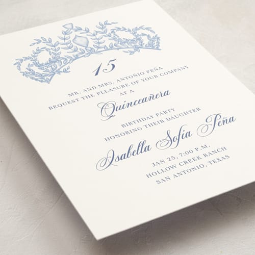 This is a sky sweet sixteen birthday party invitations with standard by Lissabeth Anglin called crowned printing on signature in standard