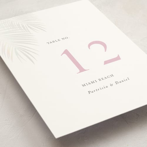 This is a ombre table numbers with foil pressed by lulu and isabelle called sunset by the sea printing on doublethick in standard