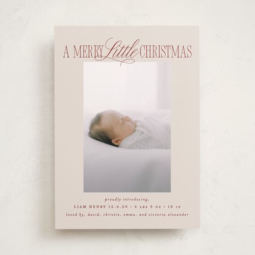 This is a cinnamon babys first christmas with standard by Brooke Chandler called littlest christmas printing on recycled smooth signature in standard