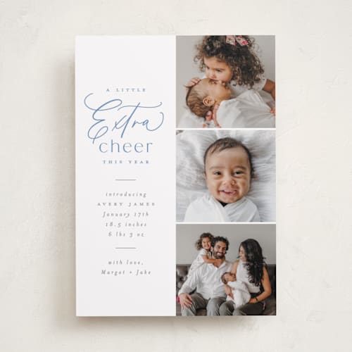 This is a sky babys first christmas with standard by Everett Paper Goods called extra cheer here printing on recycled smooth signature in standard