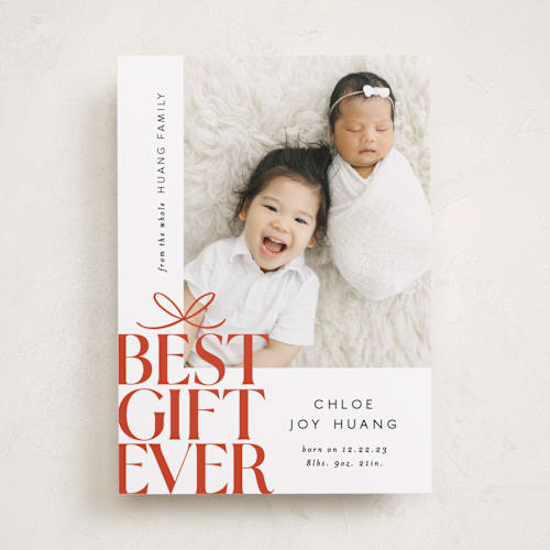 This is a citrus babys first christmas with standard by Alethea and Ruth called best gift ever bow printing on recycled smooth signature in standard