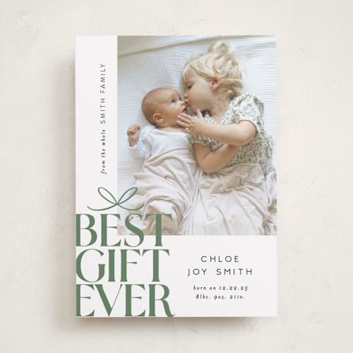 This is a sage babys first christmas with standard by Alethea and Ruth called best gift ever bow printing on recycled smooth signature in standard