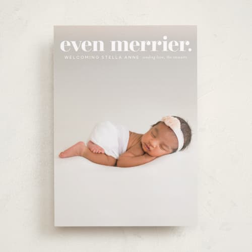 This is a snow babys first christmas with standard by Lori Wemple called even merrier. printing on recycled smooth signature in standard