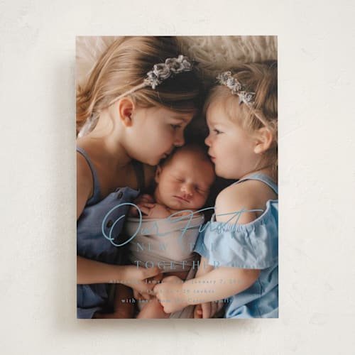 This is a frozen lake babys first christmas with standard by Everett Paper Goods called together printing on recycled smooth signature in standard