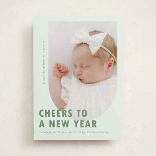 This is a peppermint babys first christmas with standard by Deynaaz Daraei called viola printing on recycled smooth signature in standard