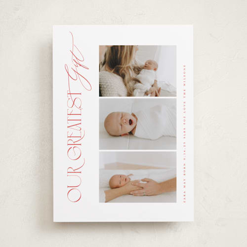 This is a santa suit babys first christmas with standard by Benita Crandall called greatest gift printing on recycled smooth signature in standard