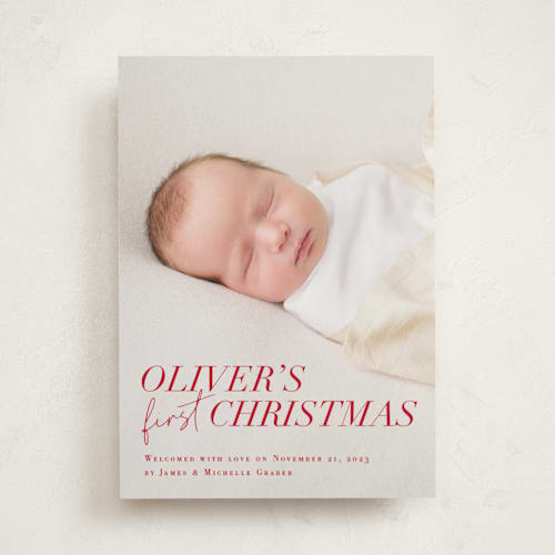 This is a cranberry babys first christmas with standard by Jessie Steury called 1st christmas printing on recycled smooth signature in standard