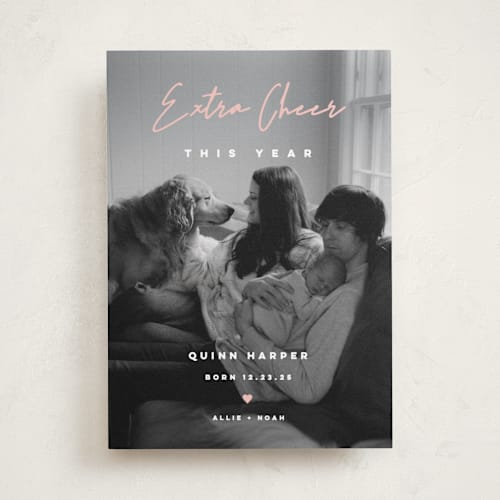 This is a blush babys first christmas with standard by fatfatin called extra cheer printing on recycled smooth signature in standard