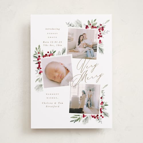 This is a snow babys first christmas with standard by Leah Bisch called very merry printing on recycled smooth signature in standard