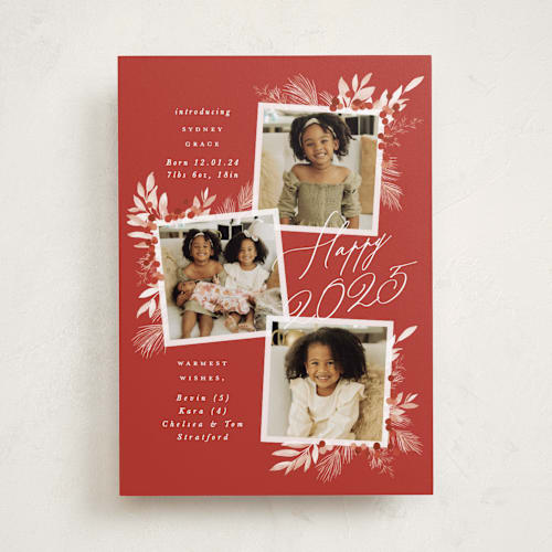 This is a holly berry babys first christmas with standard by Leah Bisch called very merry printing on recycled smooth signature in standard