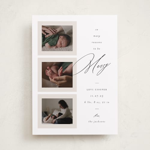 This is a snow babys first christmas with standard by Ashley Iwafuchi called so many reasons printing on recycled smooth signature in standard