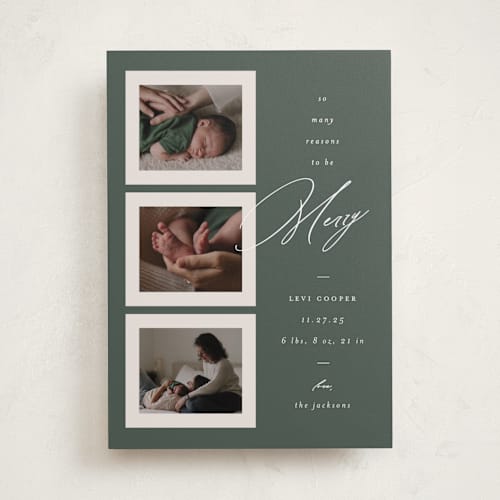 This is a fir babys first christmas with standard by Ashley Iwafuchi called so many reasons printing on recycled smooth signature in standard