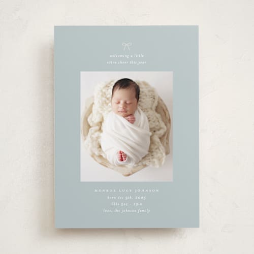 This is a bluebird babys first christmas with standard by Carolyn Nicks called our precious gift printing on recycled smooth signature in standard
