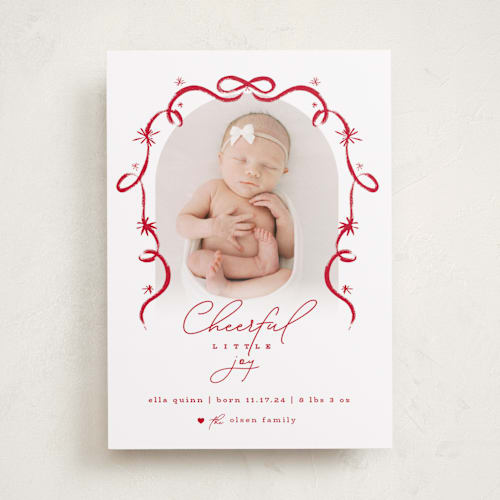 This is a berry babys first christmas with standard by fatfatin called ribbons and joy printing on recycled smooth signature in standard