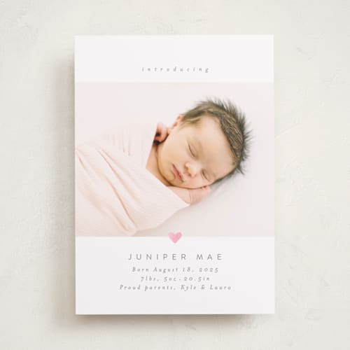 This is a cloud foil stamped birth announcements with foil pressed by Carolyn Nicks called love bug printing on smooth signature in standard