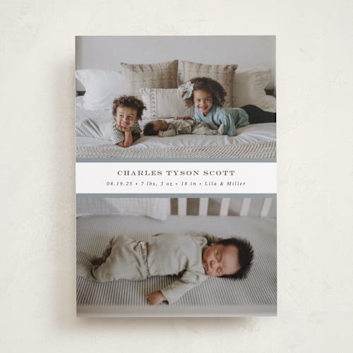 This is a sky birth announcements with standard by Sara Hicks Malone called stripe classic printing on recycled smooth signature in standard