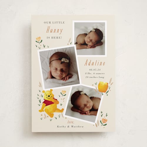 This is a honey birth announcements with standard by Oma N. Ramkhelawan called our little hunny printing on smooth signature in standard