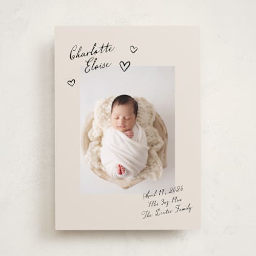 This is a onyx birth announcements with standard by Pixel and Hank called written printing on smooth signature in standard