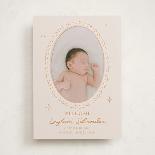 This is a citrus birth announcements with standard by Zove Ahhh called doodle frame printing on recycled smooth signature in standard