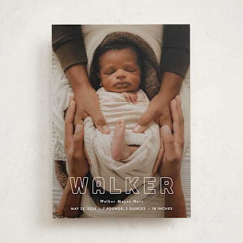 This is a powder birth announcements with standard by Sara Hicks Malone called snug printing on recycled smooth signature in standard