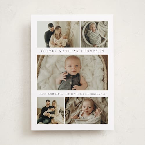 This is a cloud birth announcements with standard by Heather Schertzer called too cute printing on recycled smooth signature in standard