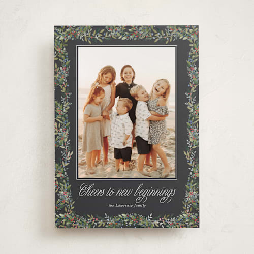 This is a coal photo christmas cards with standard by Petra Kern called greenery garland printing on recycled smooth signature in standard