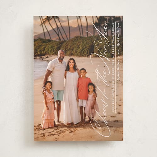 This is a snow photo christmas cards with standard by Owl and Toad called joyful script printing on recycled smooth signature in standard
