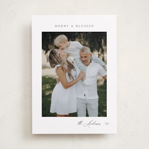 This is a cloud photo christmas cards with standard by Nicole Walsh called merry & blessed printing on recycled smooth signature in standard