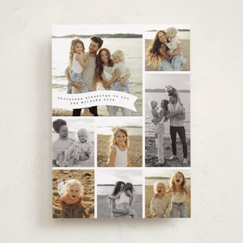 This is a ice photo christmas cards with standard by Julee London called a little ribbon printing on recycled smooth signature in standard