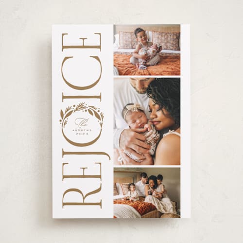 This is a caramel photo christmas cards with standard by Michelle Taylor called greenery details printing on recycled smooth signature in standard