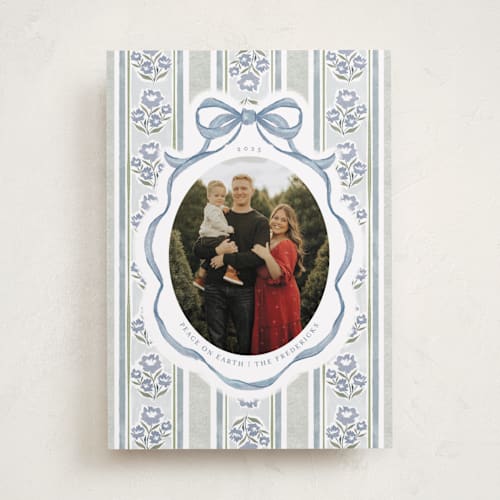 This is a blueberry photo christmas cards with standard by Jackie Crawford called wildflower holiday ribbon printing on recycled smooth signature in standard