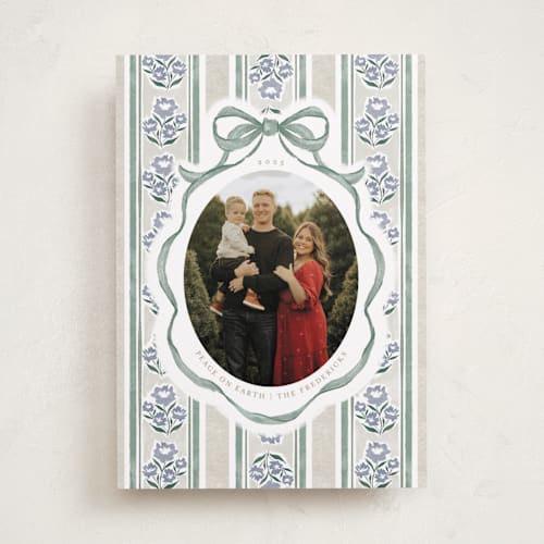 This is a juniper photo christmas cards with standard by Jackie Crawford called wildflower holiday ribbon printing on recycled smooth signature in standard