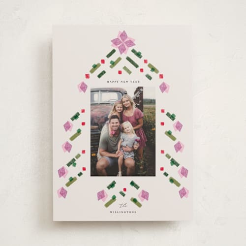 This is a sugar plum photo christmas cards with standard by Vivian Yiwing called dazzled printing on recycled smooth signature in standard