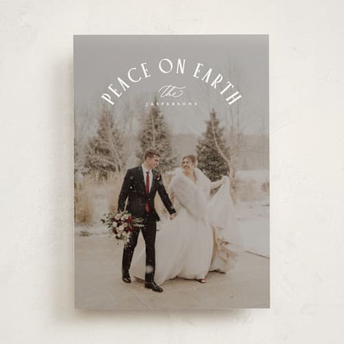 This is a snow photo christmas cards with standard by Everett Paper Goods called joy around printing on recycled smooth signature in standard