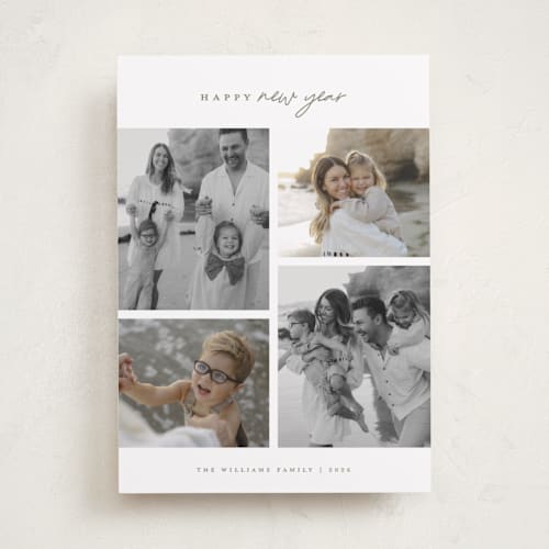 This is a eucalyptus photo christmas cards with standard by Wildfield Paper Co called happy holiday printing on recycled smooth signature in standard