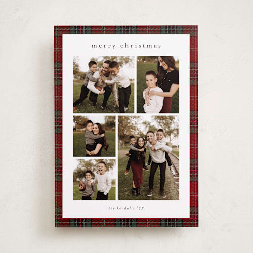 This is a berry photo christmas cards with standard by Stacey Meacham called plaid collage printing on recycled smooth signature in standard