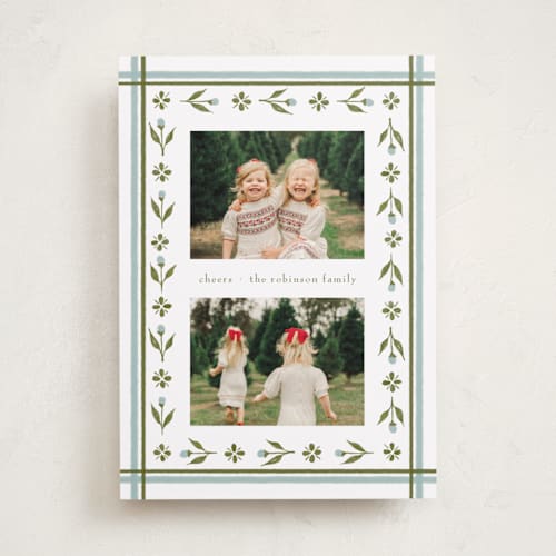 This is a glacier photo christmas cards with standard by Elsa Duncan called little floral border printing on recycled smooth signature in standard