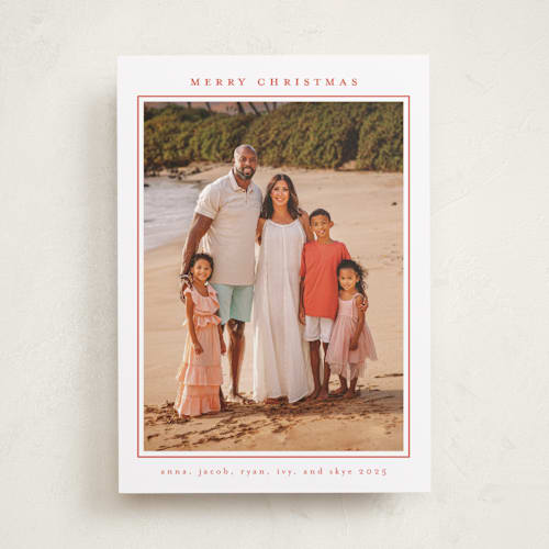 This is a stocking photo christmas cards with standard by Nicole Walsh called minimalist frame printing on recycled smooth signature in standard