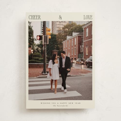This is a cream photo christmas cards with standard by Ellen Schlegelmilch called serif snapshot printing on recycled smooth signature in standard