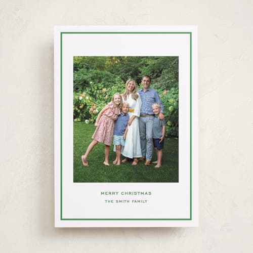 This is a wreath photo christmas cards with standard by Megan Davis called bowery printing on recycled smooth signature in standard
