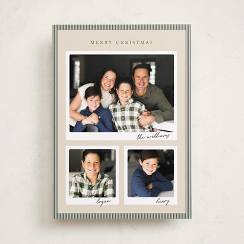 This is a cream photo christmas cards with standard by Robert and Stella called christmas classics printing on recycled smooth signature in standard