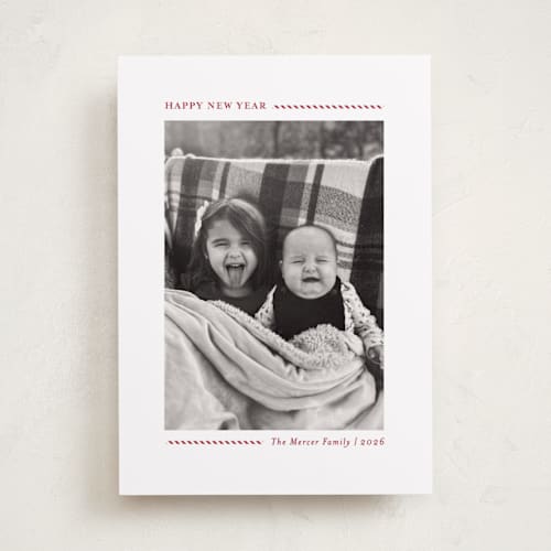 This is a candy cane photo christmas cards with standard by Allison Orszak called candy cane lines printing on recycled smooth signature in standard