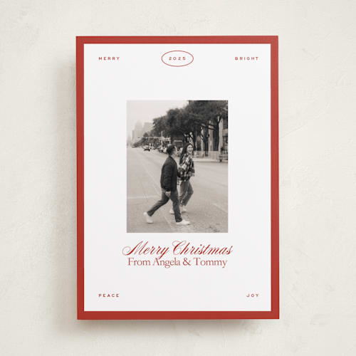 This is a candy cane photo christmas cards with standard by Ellen Schlegelmilch called newsie printing on recycled smooth signature in standard