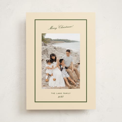 This is a biscuit photo christmas cards with standard by Megan Davis called basque printing on recycled smooth signature in standard