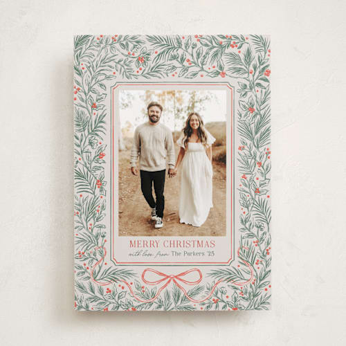 This is a pine photo christmas cards with standard by Elly called merry botanical printing on recycled smooth signature in standard